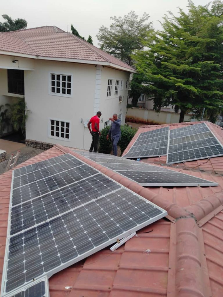 Installation of solar panels on the roof