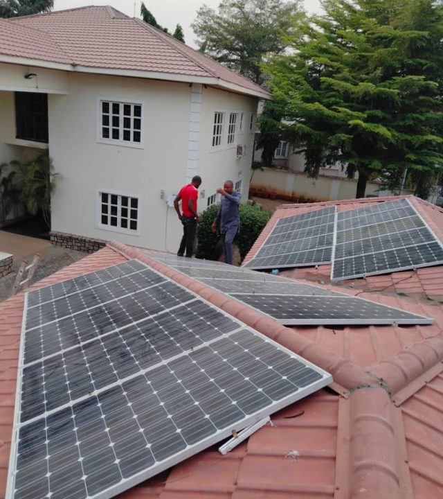 Installation of solar panels on the roof